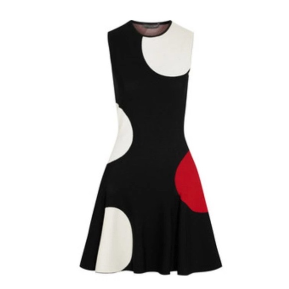 Alexander McQueen Fit and Flare Polka Dot  Intarsia Knit Dress Sz Medium - Picture 2 of 7